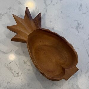 Vintage Hand Carved Wooden Pineapple-Shaped Bowl
